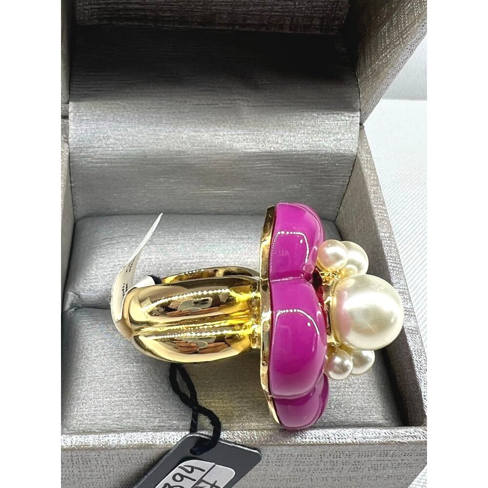 Stylish Purple and White Pearl Cocktail Ring Size 7 - Picture 3 of 4